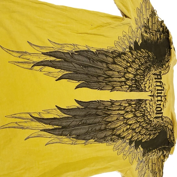 Affliction Angel Wings Long Sleeve Graphic Tee with Crocheted Arm Cutouts - Picture 6 of 13
